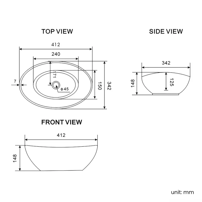 Mersey Gloss White Vanity with Oval Basin 500mm