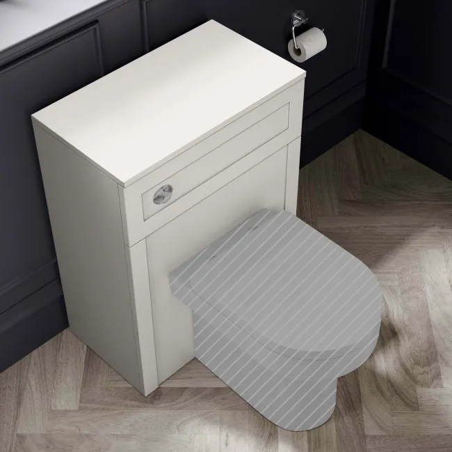 Capri Cotton White Basin Vanity and Back To Wall Unit 1350mm (Excludes Toilet) - Chrome Handles