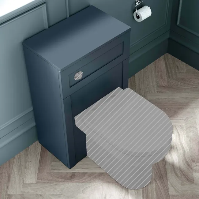 Capri Navy Blue Basin Vanity and Back To Wall Unit 1150mm (Excludes Toilet) - Chrome Handles