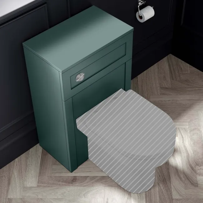 Capri Mystic Green Basin Vanity and Back To Wall Unit 1150mm (Excludes Toilet) - Chrome Handles
