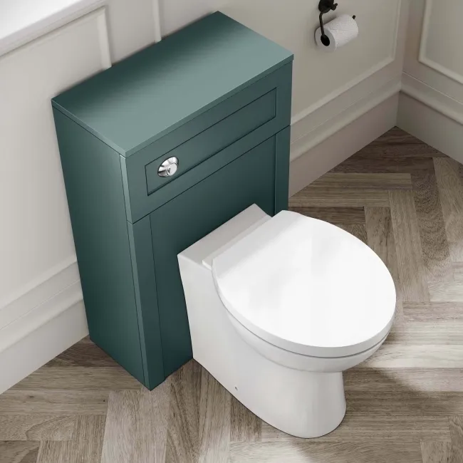 Milos Mystic Green Combination Vanity Basin and Austin Toilet 1100mm - Chrome Handles