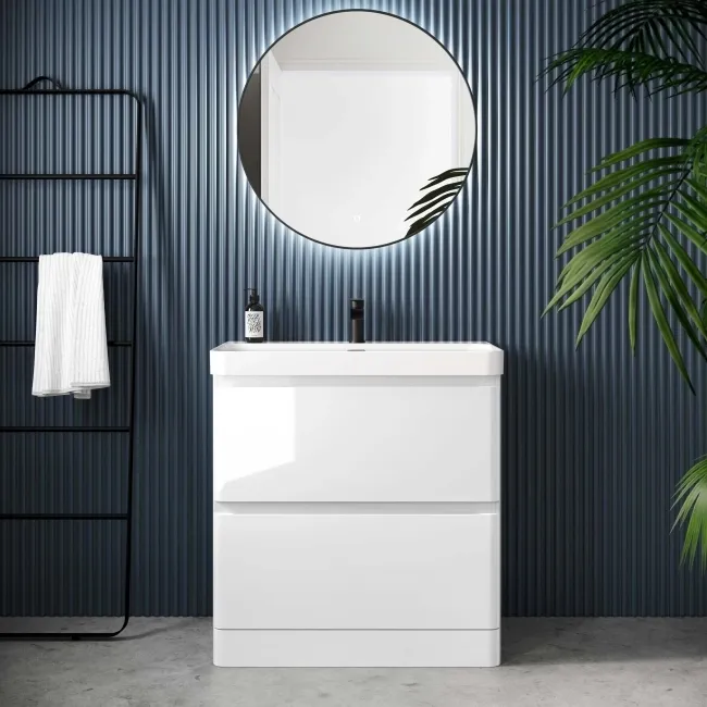 Corsica Gloss White Basin Drawer Vanity 800mm