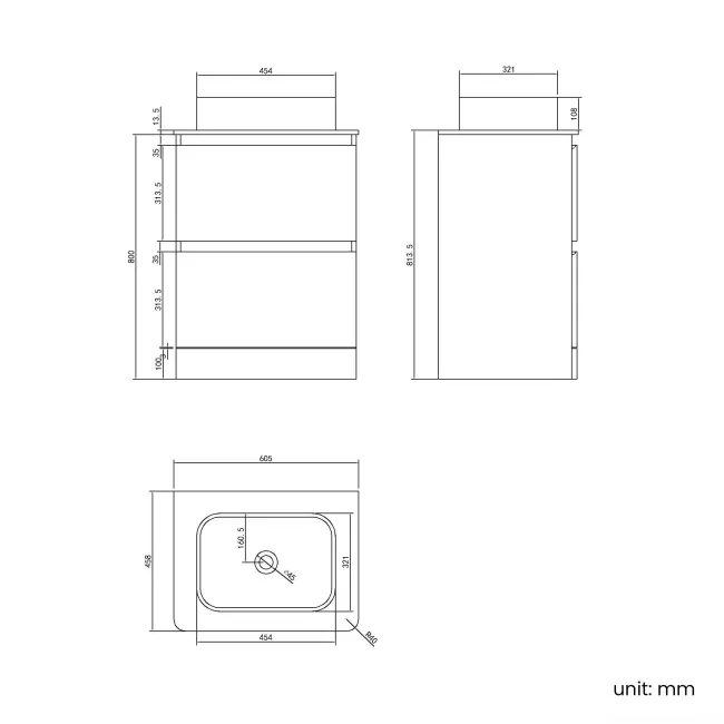 Corsica Tungsten Grey Vanity Drawer with Marble Top & Marin Basin 600mm