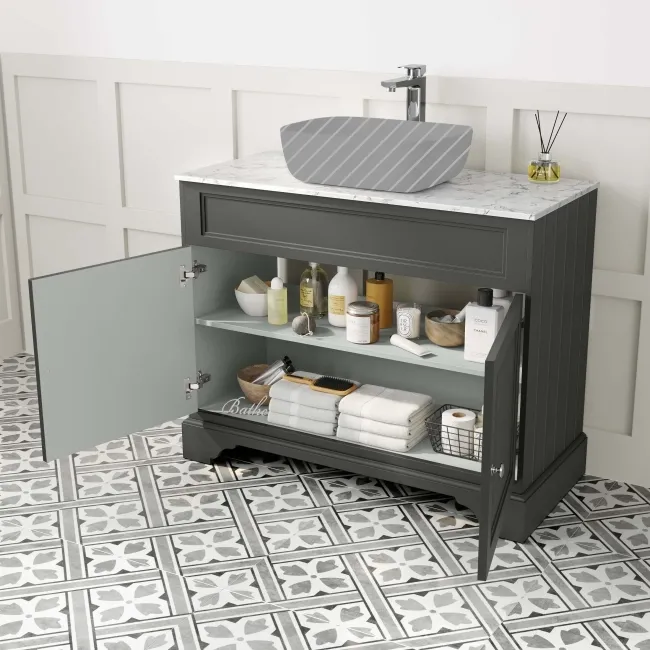 Lucia Graphite Grey Cabinet with Marble Top 1030mm - Excludes Counter Top Basin