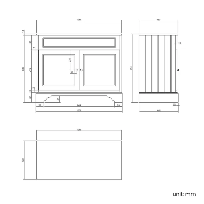 Lucia Graphite Grey Cabinet with Marble Top 1030mm - Excludes Counter Top Basin