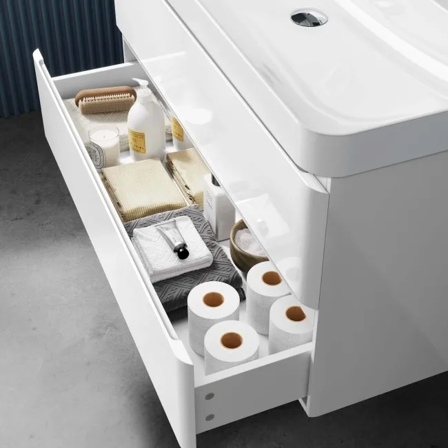 Corsica Gloss White Basin Drawer Vanity 1000mm