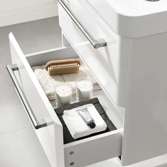 Omaha Gloss White Wall Hung Basin Drawer Vanity 600mm