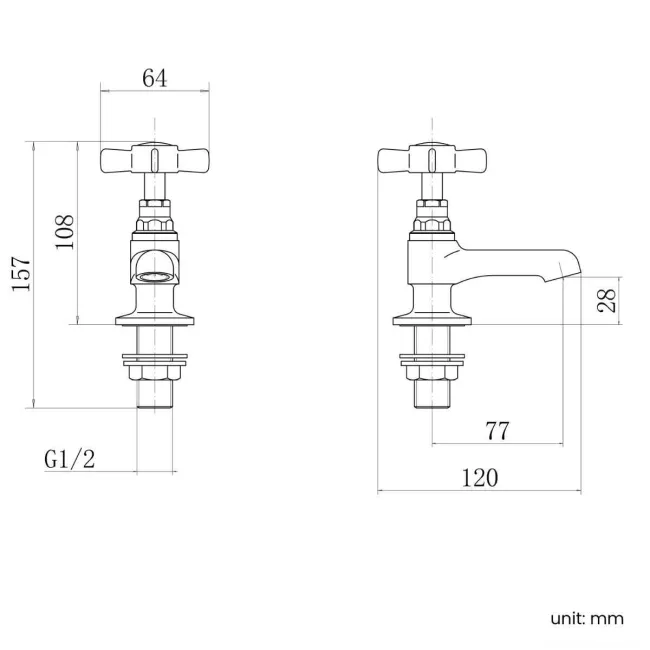 Nene Traditional Chrome Hot and Cold Basin & Bath Taps Set