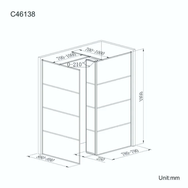 Munich Matt Black Grid 8mm Walk In Shower Enclosure 800mm & 900mm Glass with Pivotal Return Panel