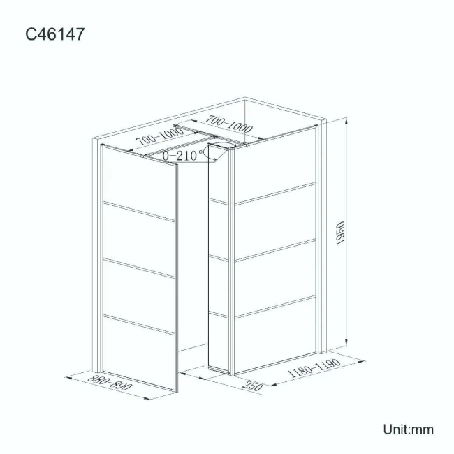Munich Matt Black Grid 8mm Walk In Shower Enclosure 1200mm & 900mm Glass with Pivotal Return Panel
