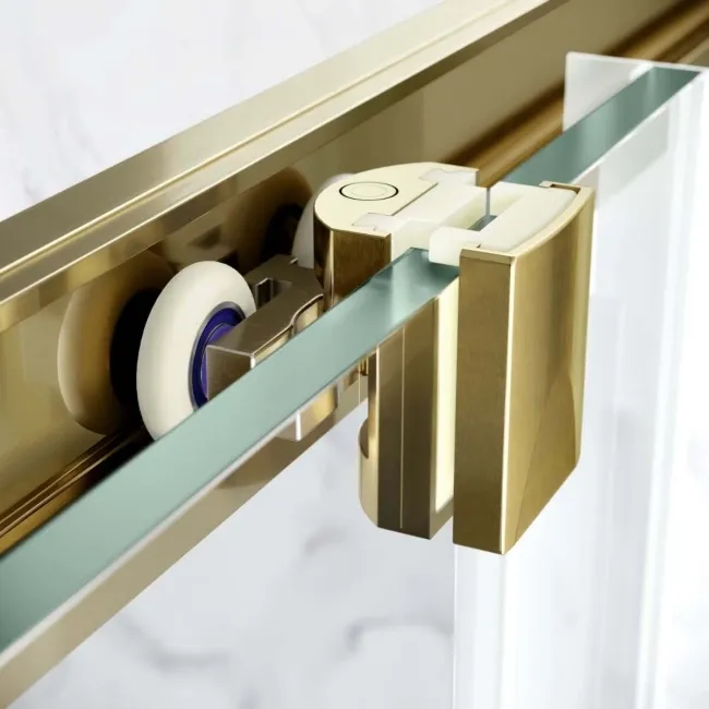 Hamburg Brushed Brass Easy Clean 8mm Sliding Shower Enclosure 1000x800mm - Easy Fix