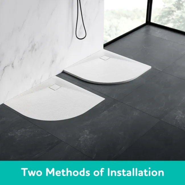 Berlin Quadrant Matt White Slate Effect SMC Composite Shower Tray 900x900mm