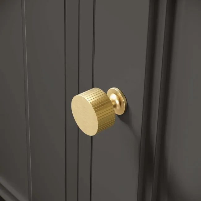 Monaco Graphite Grey Side Cabinet Unit 300mm - Brushed Brass Accents