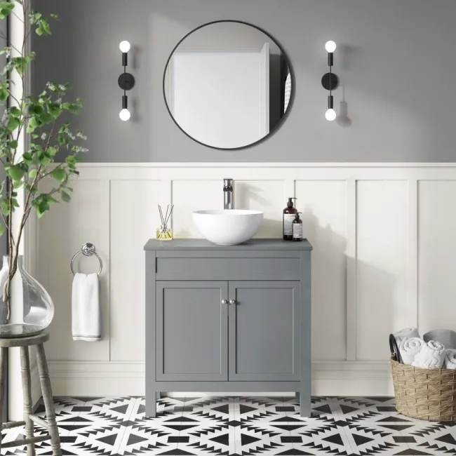 Bermuda Dove Grey Vanity With Round Counter Top Basin 800mm