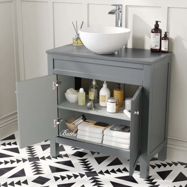 Bermuda Dove Grey Vanity With Round Counter Top Basin 800mm