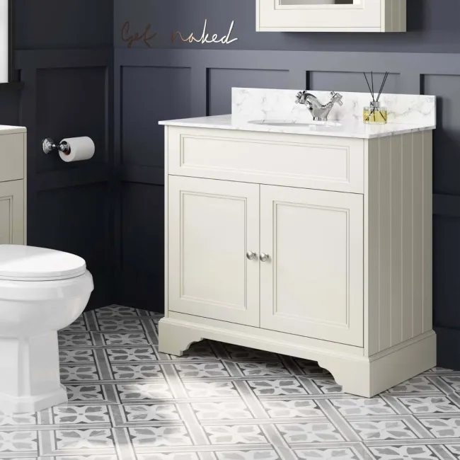 Lucia Chalk White Vanity with Marble Top & Undermount Basin 830mm