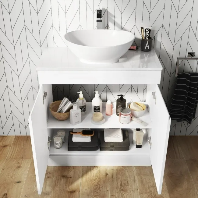 Trent Gloss White Vanity with Oval Counter Top Basin 800mm