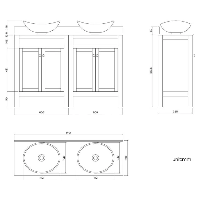 Bermuda Dove Grey Vanity with Marble Top & Oval Counter Top Basin 1200mm