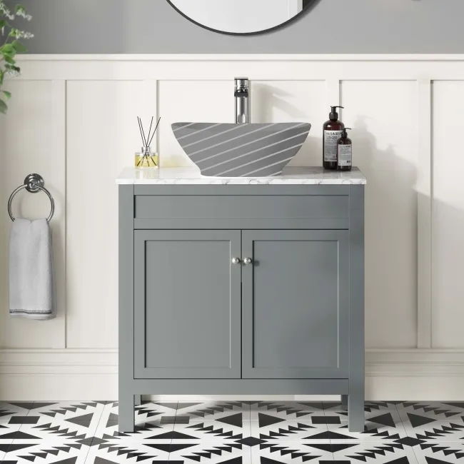 Bermuda Dove Grey Cabinet with Marble Top 800mm - Excludes Counter Top Basin