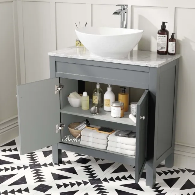 Bermuda Dove Grey Cabinet with Marble Top 800mm - Excludes Counter Top Basin