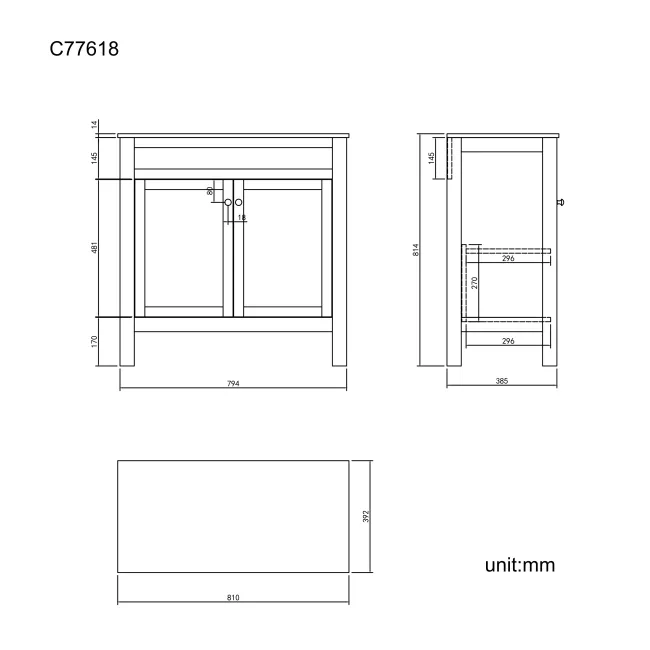 Bermuda Dove Grey Cabinet with Marble Top 800mm - Excludes Counter Top Basin