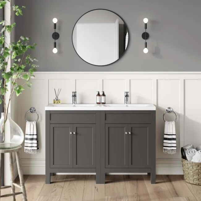 Bermuda Graphite Grey Double Basin Vanity 1200mm