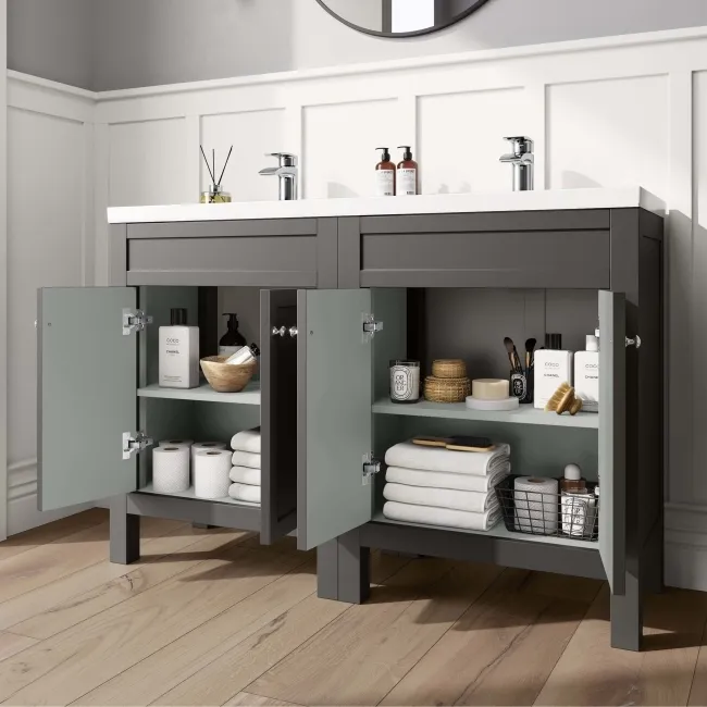 Bermuda Graphite Grey Double Basin Vanity 1200mm