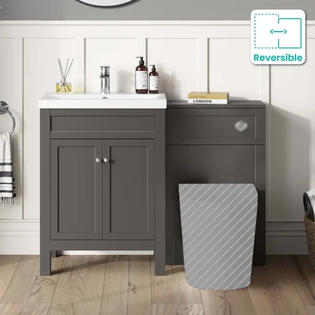 Bermuda Graphite Grey Basin Vanity Drawer and Back To Wall Toilet 1100mm (Excludes Pan & Cistern)