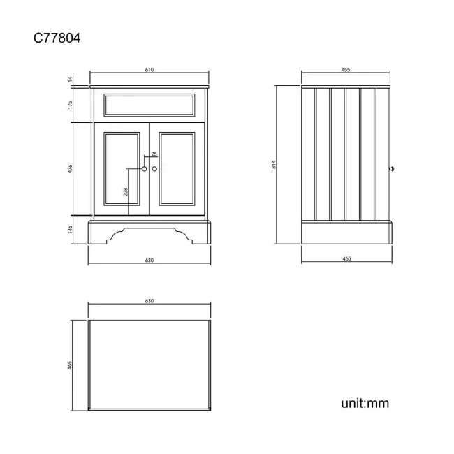 Lucia Inky Blue Cabinet with Marble Top 640mm - Excludes Counter Top Basin
