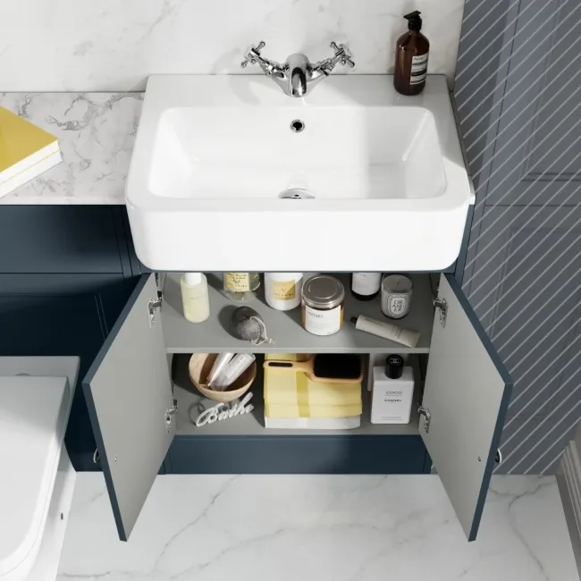 Monaco Inky Blue Combination Vanity Basin with Marble Top & Atlanta Toilet 1200mm