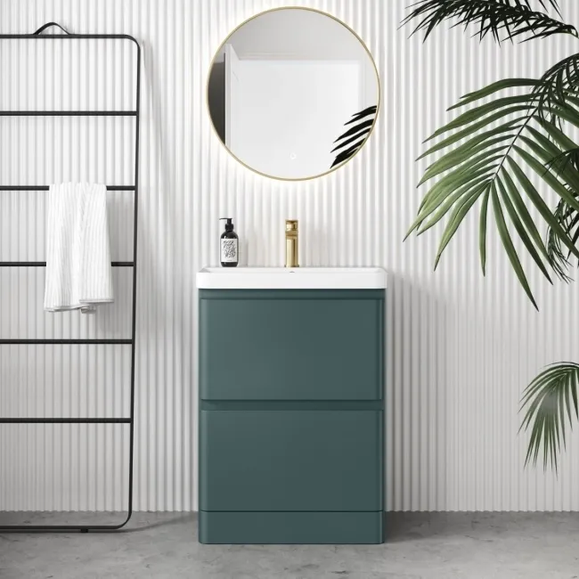 Corsica Midnight Green Slimline Basin Drawer Vanity 600mm