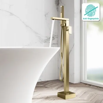 Tamar Brushed Brass Freestanding Bath Shower Mixer Tap