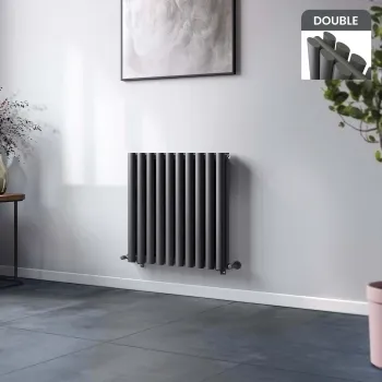 Marbella Anthracite Double Oval Panel Radiator 600x600mm