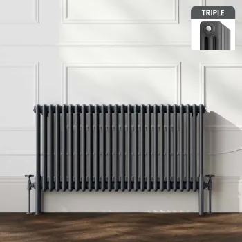 Athens Anthracite Triple Column Horizontal Traditional Radiator 600x1190mm