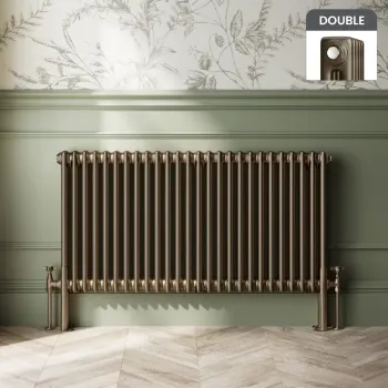Athens Antique Gold Double Column Horizontal Traditional Radiator 600x1190mm