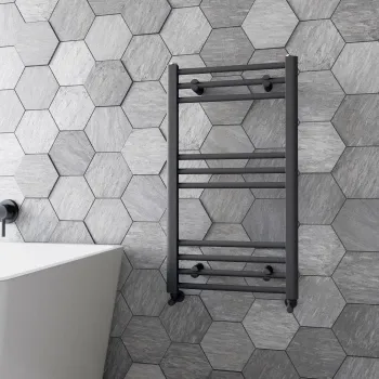 Barcelona Anthracite Straight Heated Towel Rail 800x450mm