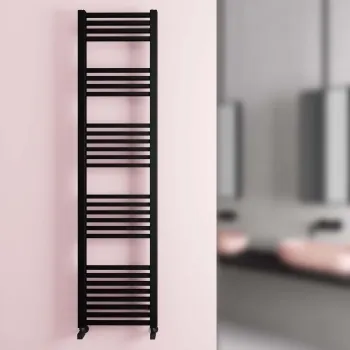 Valetta Matt Black Square Heated Towel Rail 1800x450mm