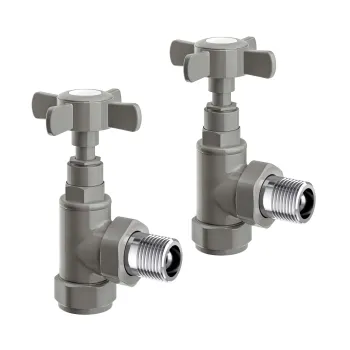 Stone Grey Angled Traditional Manual Radiator Valves (Pair) Standard 15mm
