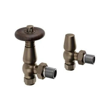Antique Gold Angled Traditional Manual Radiator Valves (Pair) Standard 15mm