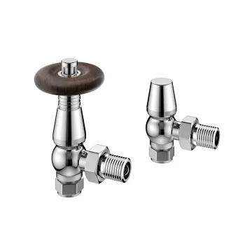 Chrome Angled Traditional Manual Radiator Valves (Pair) Standard 15mm
