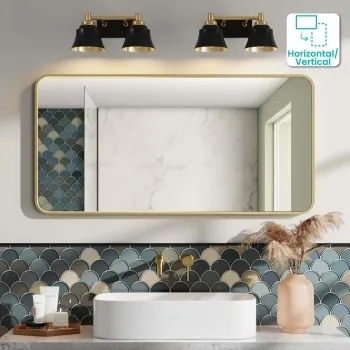 Olivia Brushed Brass Rectangular Bathroom Mirror 600x1200mm