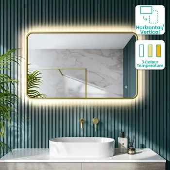 Mila Brushed Brass Backlit llluminated LED Mirror 600x1000mm