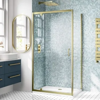 London Brushed Brass 6mm Pivot Shower Enclosure 1000x700mm