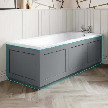 Traditional Fog Grey Wooden Bath Panel Pack 1700x680mm