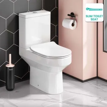 Denver Rimless Close Coupled Toilet With Soft Close Slim Seat