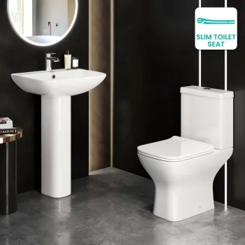 Atlanta Rimless Close Coupled Toilet & Pedestal Basin Set