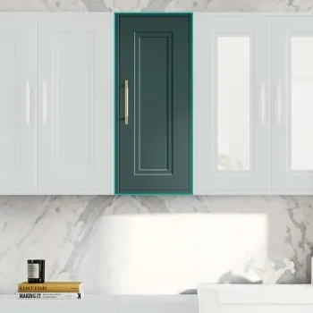 Midnight Green Wall Hung Cabinet 700x300mm - Brass Knurled Handles