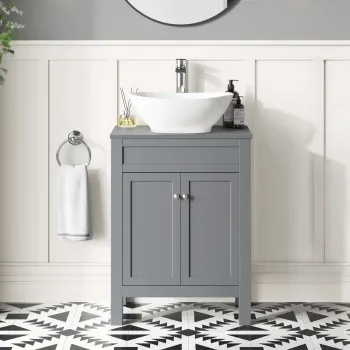 Bermuda Dove Grey Vanity With Oval Counter Top Basin 600mm