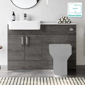 Harper Charcoal Elm Basin Vanity with Marble Top & Back To Wall Unit 1200mm