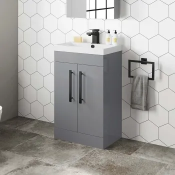 Avon Stone Grey Basin Vanity 500mm - Black Accents